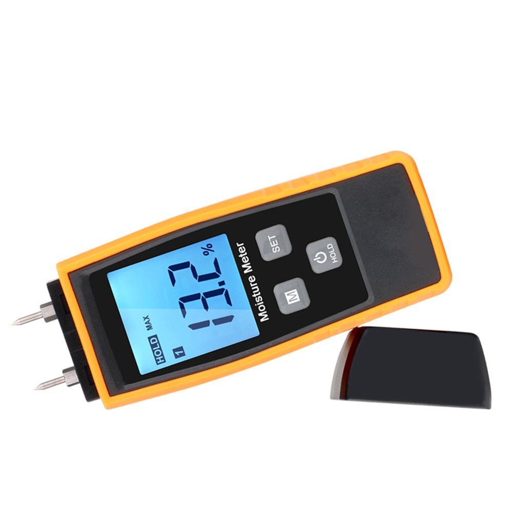 Fugtmåler, digital lcd fugtdetektor, træ mursten fugtighed campingvogn tester sort-orange