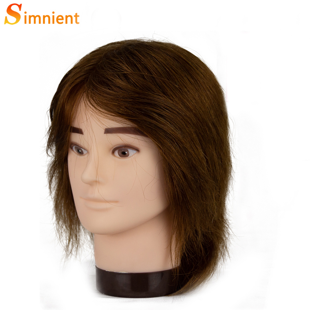 Male Mannequin Head With Human Hair Black For Practice Hairdresser Cosmetology Training Doll Head For Hair Styling: PURPLE