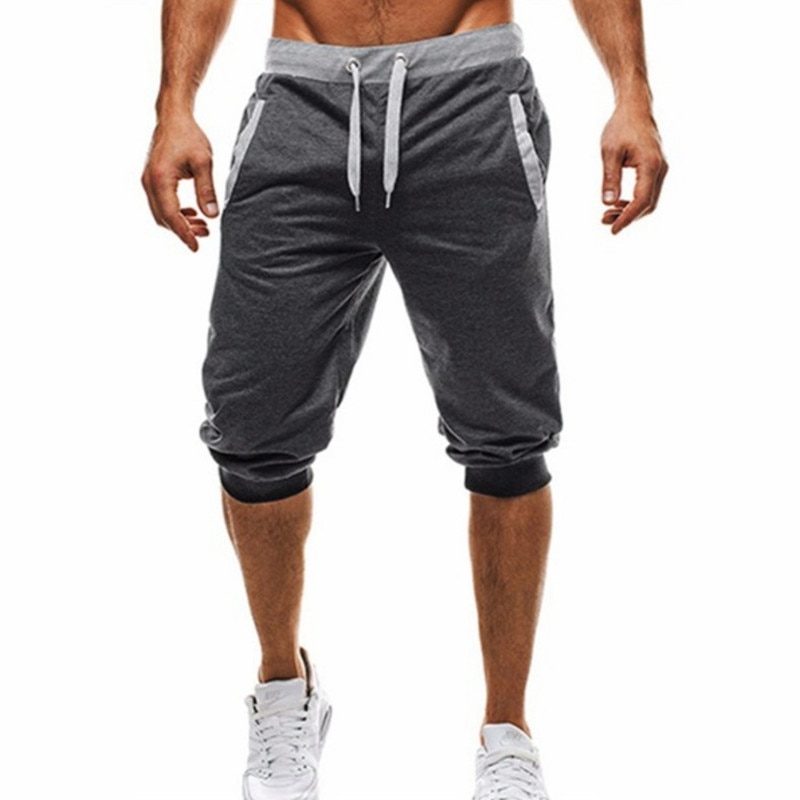 Shorts mænd sommer fritid knælange shorts farve patchwork joggers korte sweatpants bukser mænd bermuda shorts