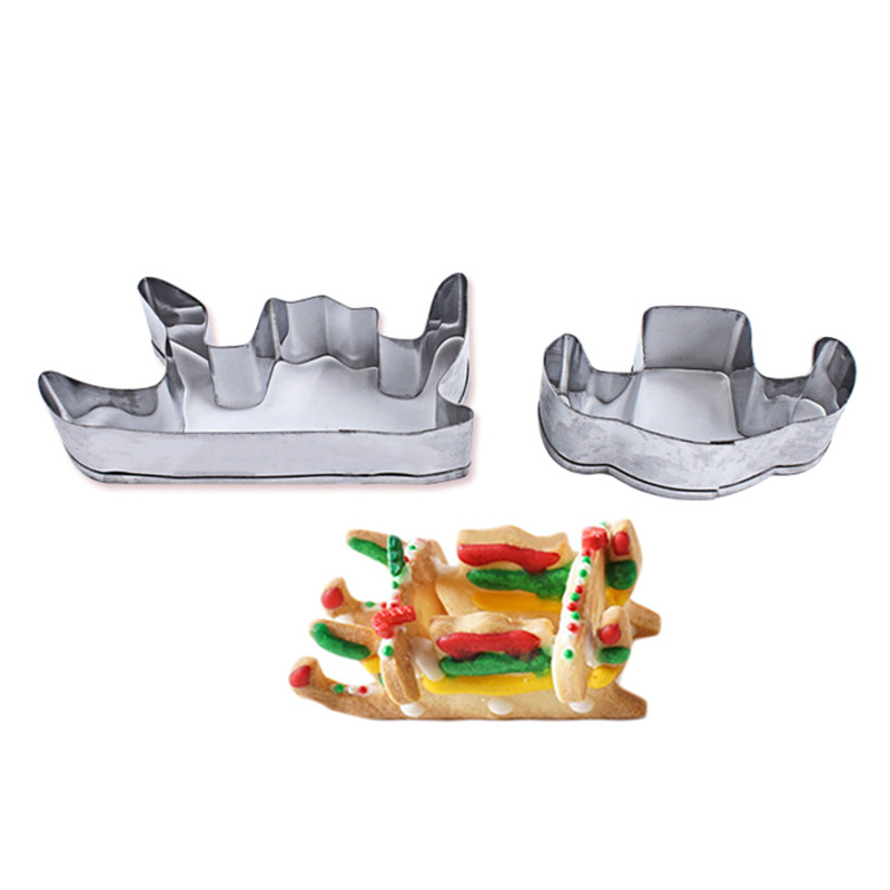 8 Stks/set 3D Kerst Scenario Cookie Cutter Set Biscuit Fondant Bakvorm Taart Decoratie Rvs Bakvorm