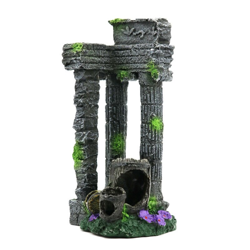 Artificial Aquarium Decoration Accessories Roman Column Fish Tank Landscaping Ruins Column Stone Cave Rock Ornaments Decor