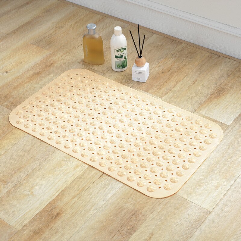 35*71cm anti-skli badematte med sugegummi badekar dusj safe matte gulvmatte badekar matte fotmassasje ren farge teppeteppe: Beige
