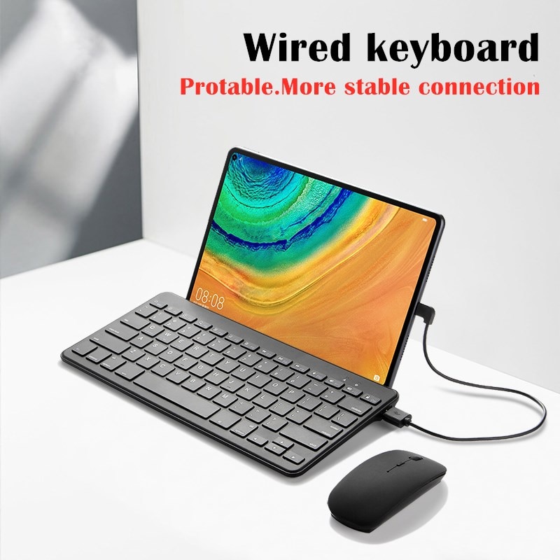 Clavier filaire pour Huawei Matepad Pro 10.8 T10S T8 T5 T3 10 tablette USB C, support portable Ultra-fin et silencieux avec souris