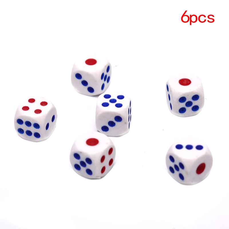 6 pces 16mm cubos arredondados cantos quatro-cor transparente dados boardgame beber jogo de dados digitais gobling: 10mm