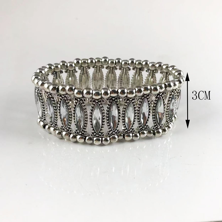 Creatieve Mode Damesarmband Antieke Kleur Holle Patroon Ingelegd Strass Armband Accessoires Voor Damesfeest