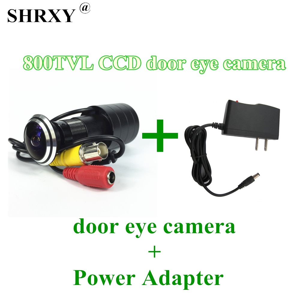 Shrxy Groothoek 800tvl Ccd Bekabelde Mini Deur Eye Hole Video Camera Kleur Doorview Mini Cctv Camera Met 12V1A adapter