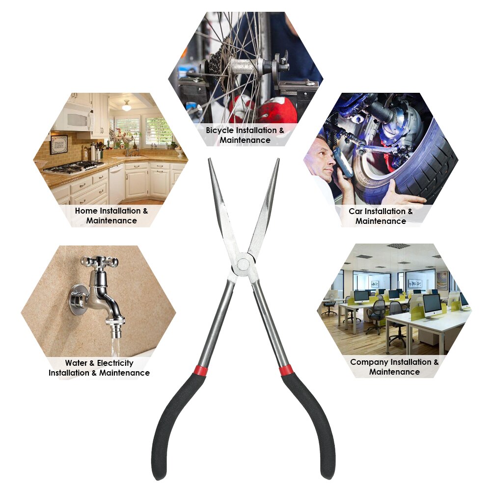Extra Lange Zware 11 "Dubbele X Tangen Langbektang Rechte Neus Scherpe neus Tang Hand gereedschap