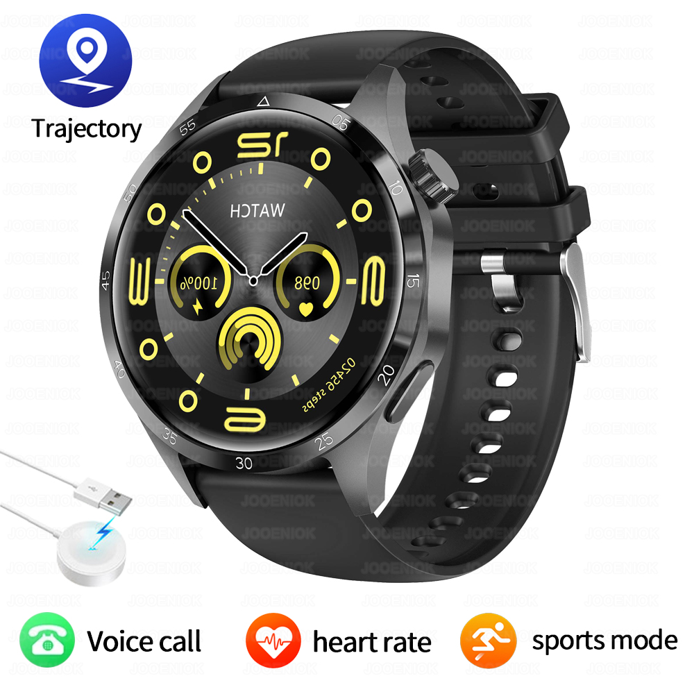 Dla HUAWEI GT4 sprytny zegarek mężczyźni 1,43-calowy ekran HD Tętno zdatność tor Bluetooth połączenie IP68 Wodoodporny sportowy smartwatch męnarty: czarny