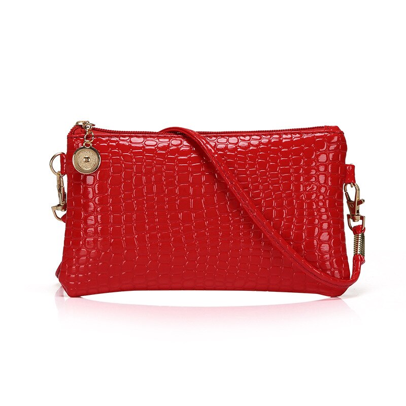 Ladies Solid Zipper PU Shoulder Messenger Bags Women Handbags Small Crossbody Bags for Women: Red