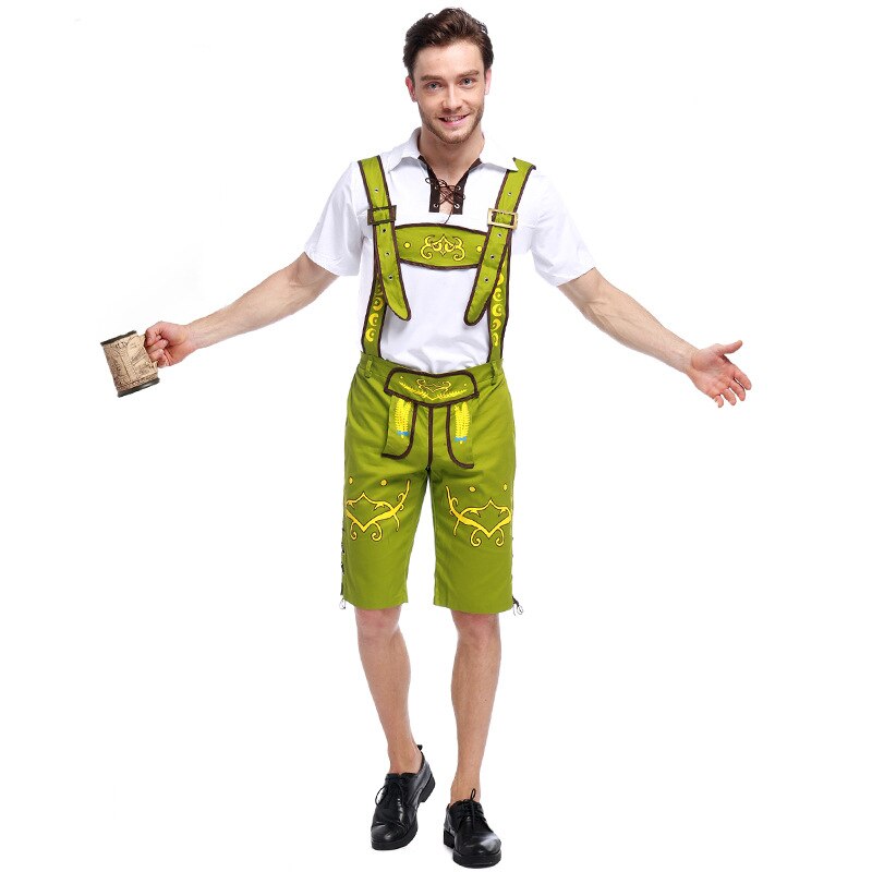 Str m -2xl voksen mann oktoberfest kostyme tysk bayersk øl kostyme bar servitør uniform: Lysegrønn / L