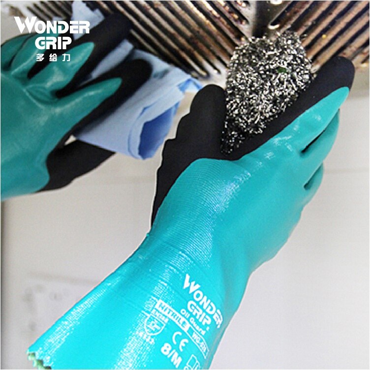 Nitril Handschoenen Chemische Slip Veiligheid Handschoen Nitril Volledig Gecoate Water Proof Olie Slip Comfortabele Antibiotica Werk Handschoen