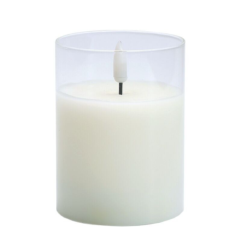 Bougie LED en tube de verre sans flamme, mèche 3D, fonctionnement à piles, pilier scintillant, lampe, décoration de la maison, fête de mariage, Ambe