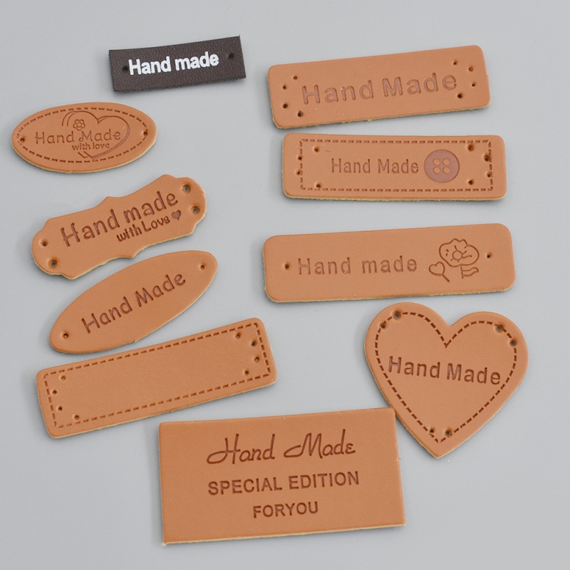 50Pcs/lot Handmade Clothes Labels Embossed Hand Made Letter Garment Labels For Bags Diy Sewing Materials