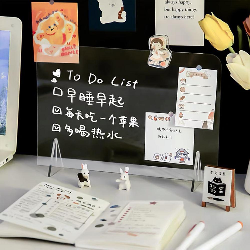 Clear Acryl Note Board Stabiele Eenvoudige Transparante Message Opmerking Memo Board Uitwisbare Desktop Schrijven Memo Gadget Voor Thuis