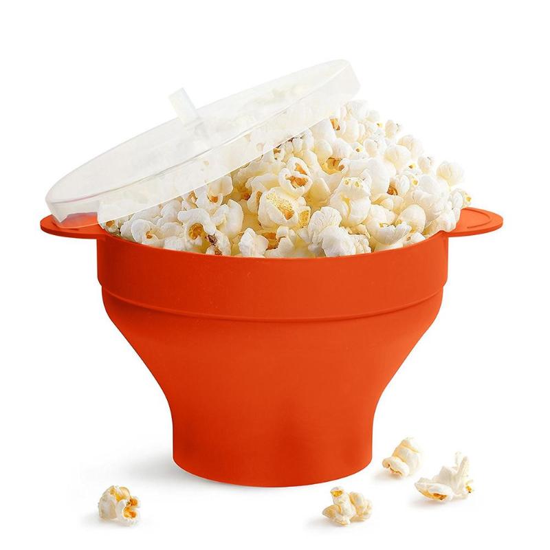 Recipiente de silicona para palomitas de maíz, recipiente para microondas, respetuoso con el medio ambiente, Bol tipo cubeta para aperitivos