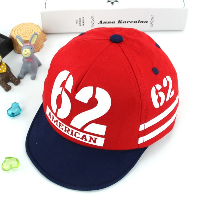 Zomer Baby Cap Print Nummer Kinderen Baseball Cap Baby Boy Meisje Verstelbare Snapback Zonnehoed Baby Muts: red