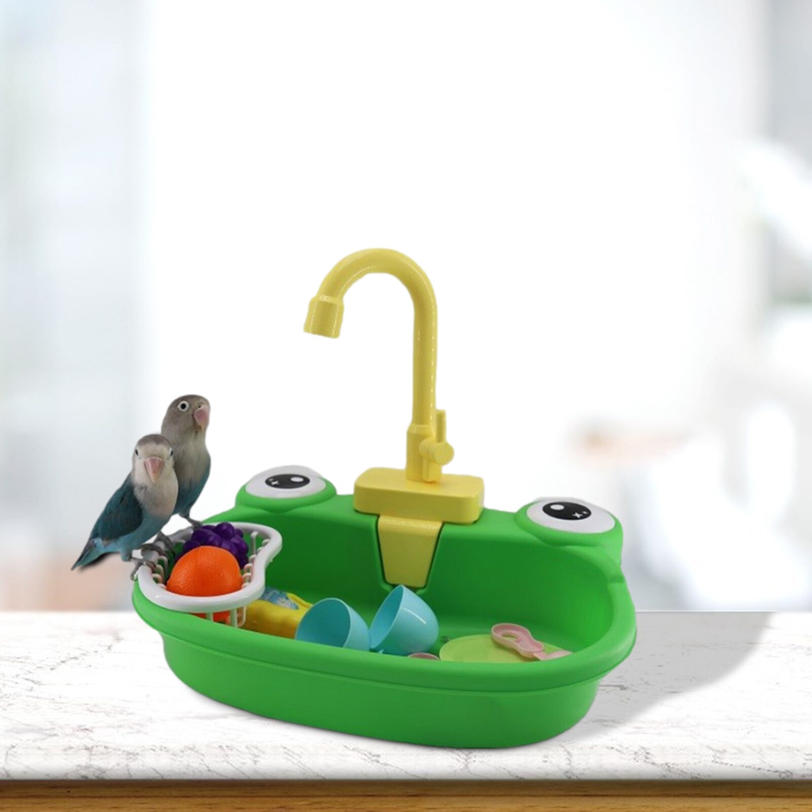Ducha para loros, bañera para aves, piscina para loros, jaula de baño para Calopsita, juguetes para periquitos, grifo para lavabo de baño para cacatúa, Corella para loros