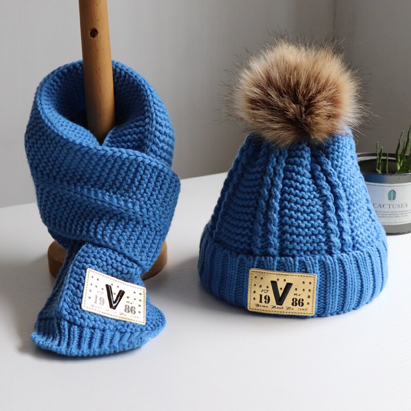 Set Van 3 Baby Sjaals Voor Middelbare Scholieren En 2 Kinderen Hoeden, Sjaals En Handschoenen Voor De Winter Jongens: Sky Blue