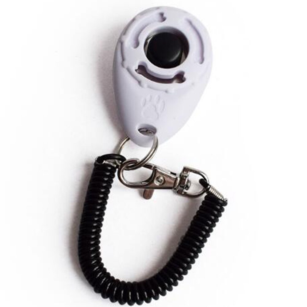 1 Pcs Pet Dog Training Clicker Plastic Dogs Click Trainer Aid Tool Pet Toy Adjustable Wrist Strap Sound Key Chain Pet Supplies: white
