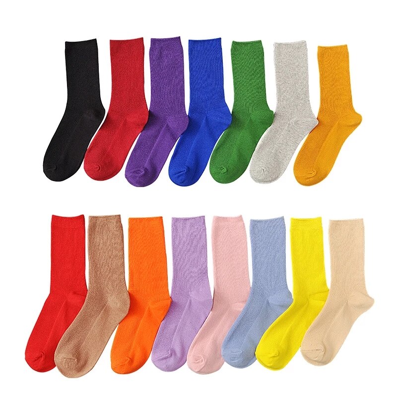 Men Women Retro solid color Harajuku Korean Cute Socks Sox