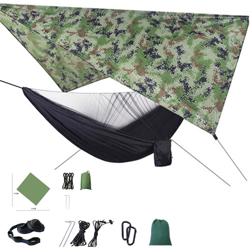 2 in 1 Lightweight Portable Outdoor Camping Hammock Mosquito Net Hammock Tent With Waterproof Canopy Awning Netting Set girls lo
