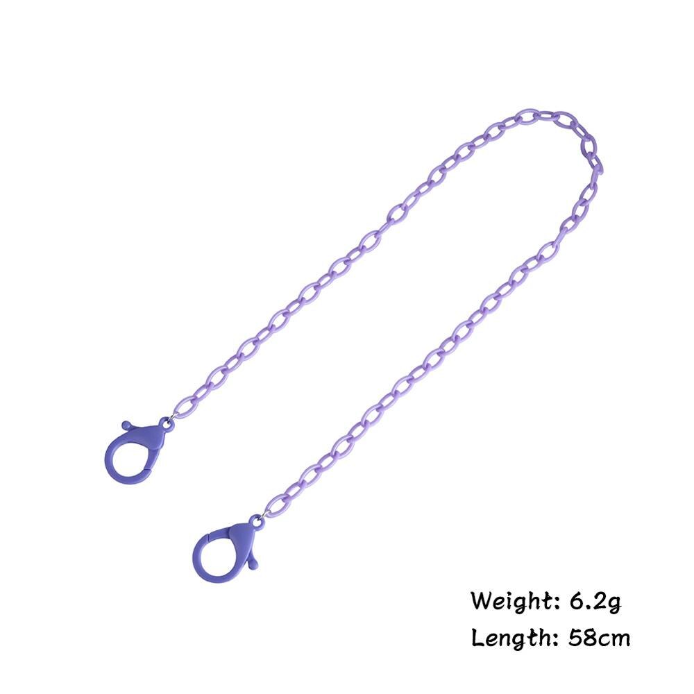 Teamer ansigtsmaske lanyards med store hummer klap farverige akryl briller kæde til børn solbriller strop kæde til maske 58cm: Lilla