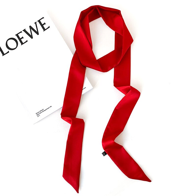 Langt tyndt tørklæde til dame hals binde massivt silke hårbånd foulard kvindeligt bånd bælte tørklæder pandebånd taske dekoration: 64