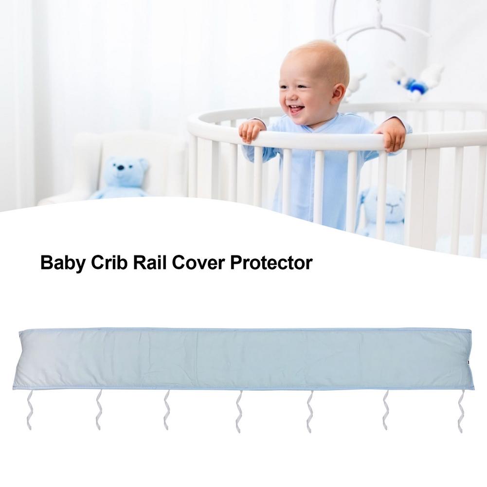 Baby Crib Rail Cover Safe Protector Set from Chewing Cotton Padded Reversible Protector Safe Teething Guard Wrap Baby Crib right