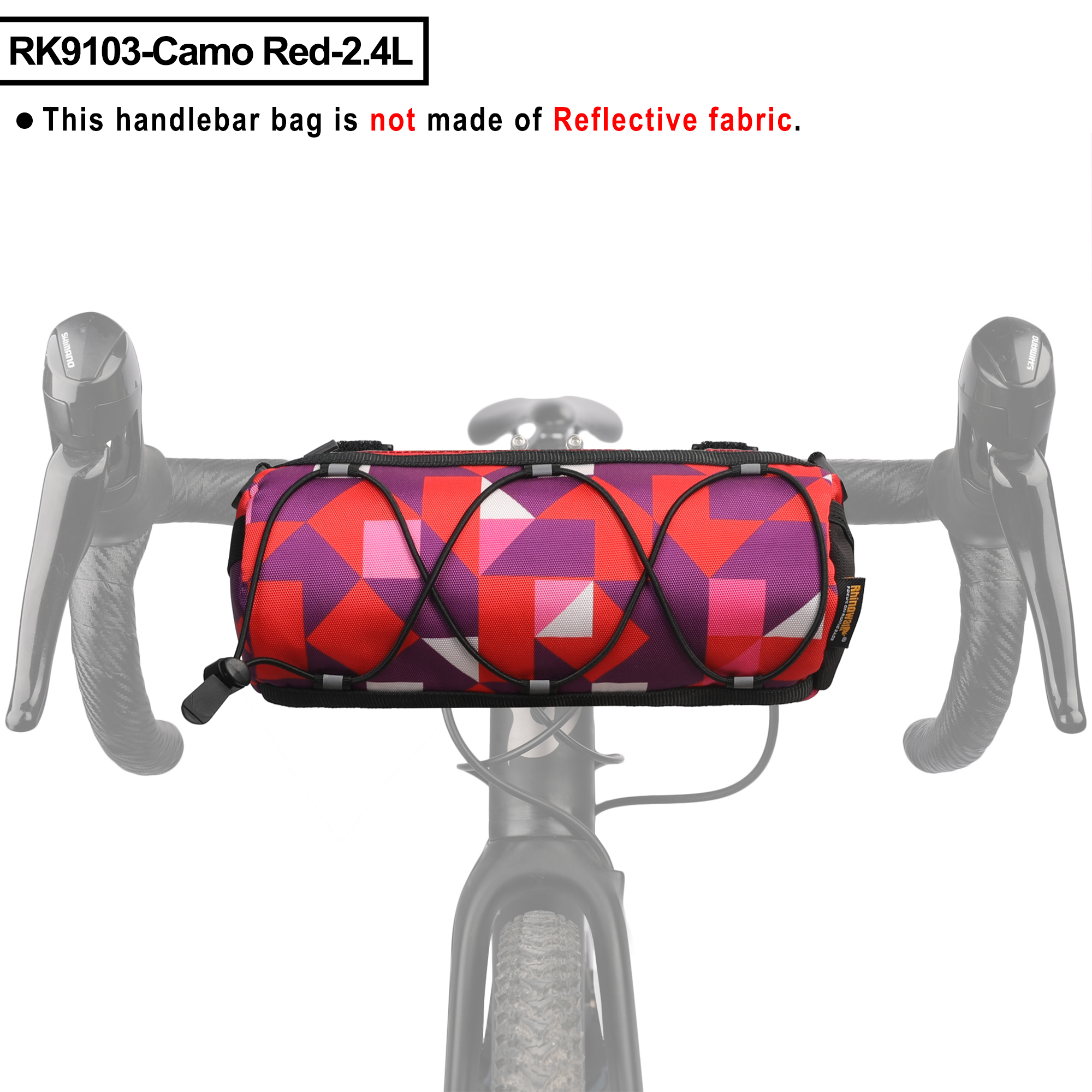 Rhinowalk Fahrradtasche, Lenkertasche, 2,4 l, großes FassungsvermöGen, reflektierende Fahrradtasche oder andere Farben, MTB, Rennrad, Fahrradrahmen, Schlauchtasche: Schwarz