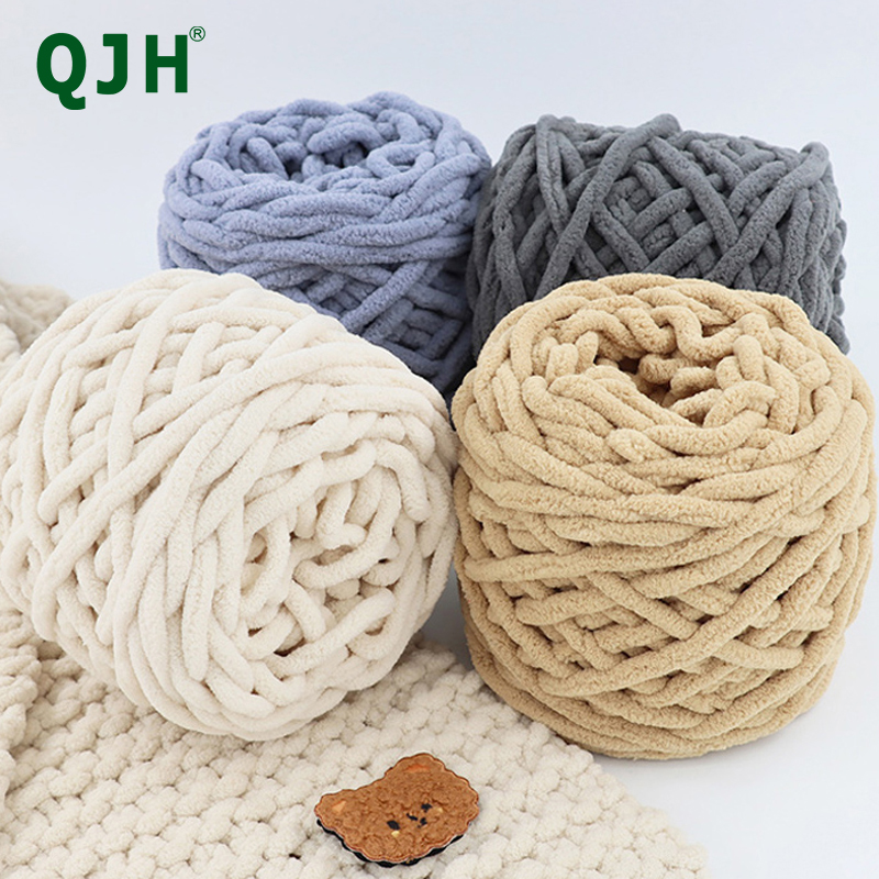 QJH Chunky Blanket Knitting Yarn, Luxury Thick Polyester Jumbo Weaving Crochet Craft Yarns for Throw Blanket Pillows 100g/1Ball