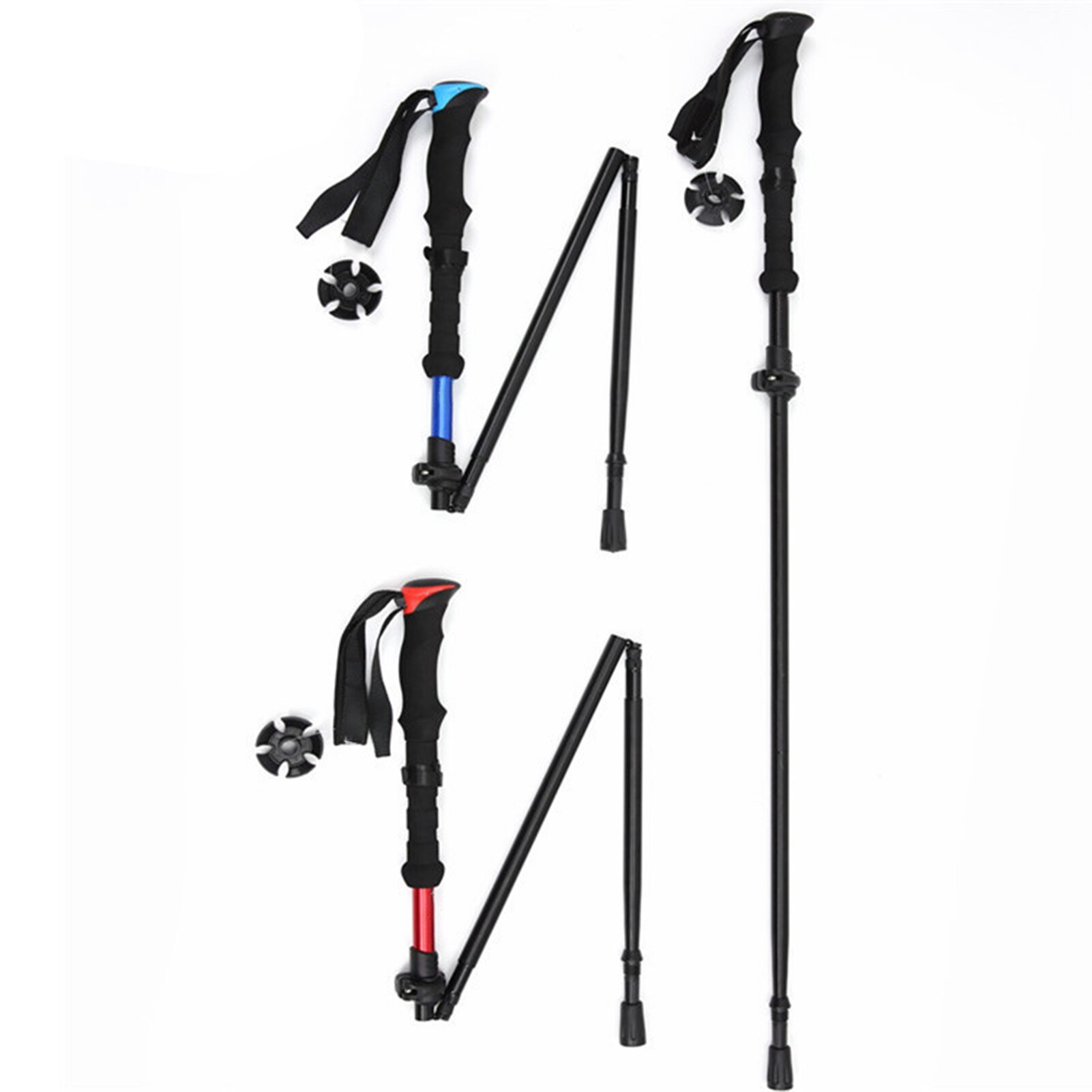 1.3M Anti Shock Walking Stick Aluminum Outdoor Trekking Poles Ultralight Alpenstock 4 Joints Adjustable Foldable Hiking Stick