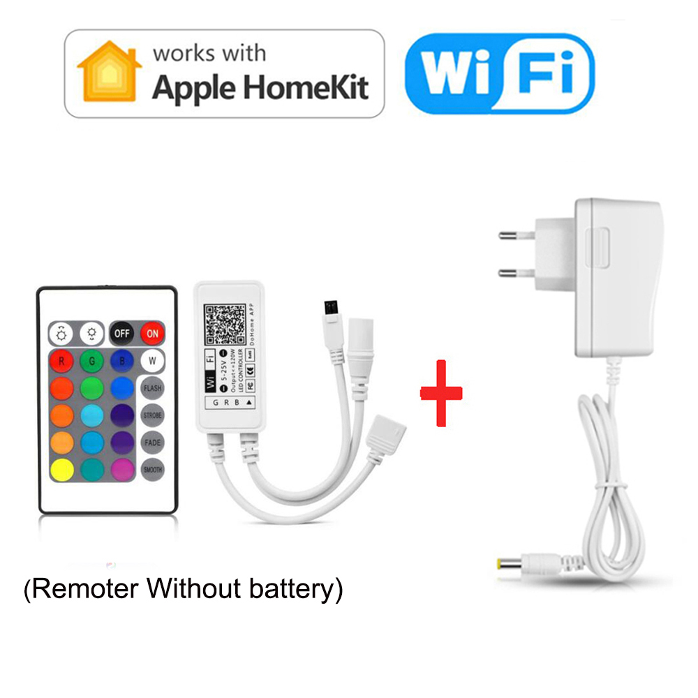 Til apple homekit app rgb led strip/strips/lights/lamp/tape google home med fjernbetjening smart controller tilbehør 12v dc /4 pin: Med eu-stik