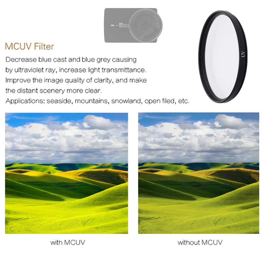 FOTOFLY Aktion Kamera Filter Für Yi 4K Lite UV CPL ND 2 4 8 Schützen Objektiv Filter Für Xiao yi 4K + Plus Sport Kamera Zubehör