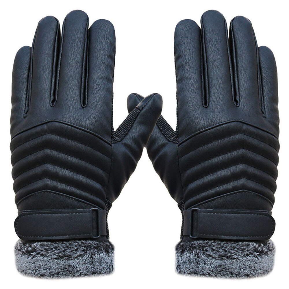 Winter Warme Handschoenen Anti Slip Mannen Thermische Winter Sport Touchscreen Lederen Handschoenen Faux Fur Winter Rijden Handschoenen
