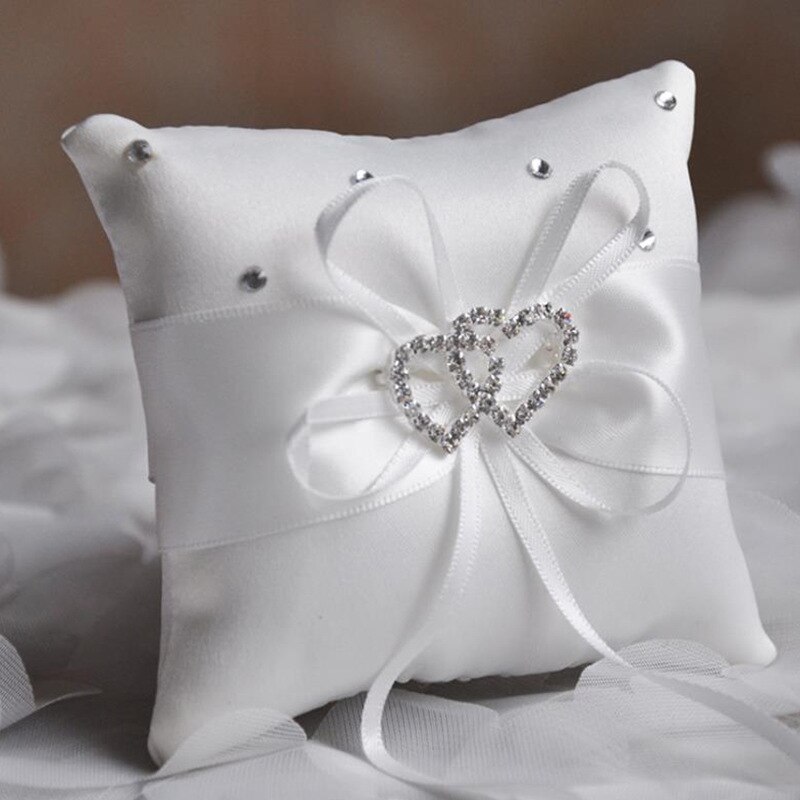 (W) Wedding Bow 10*10 Ring Pillow 30G Color-> White