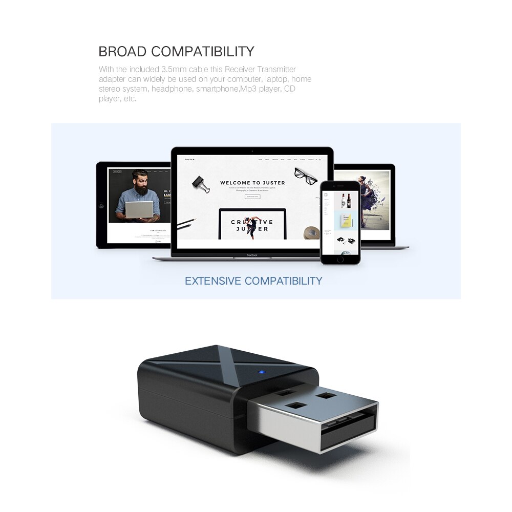 Novo bluetooth-compatível 5.0 receptor de áudio transmissor mini estéreo aux rca usb 3.5mm jack para tv pc carro kit adaptador sem fio