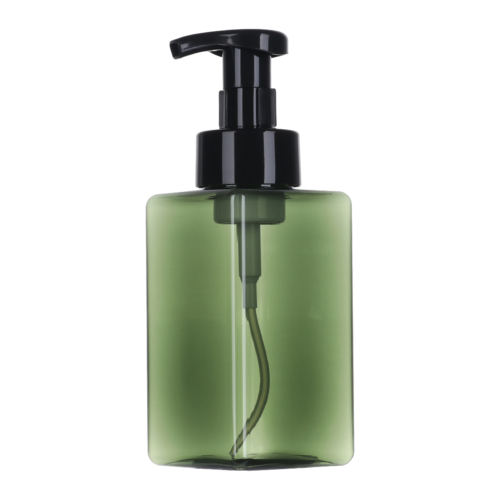 Plastic Liquid Soap Dispensers Square Clear Foaming Bottle Liquid Soap Mousse Points Bottling Shampoo Foam Pump Bottles: 450ml	green
