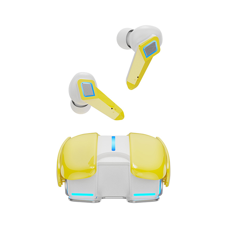 Auriculares Bluetooth para videojuegos, aspecto fresco, Base de aleación de aluminio, iluminación, juego de música, Dualmode, baja latencia, efecto de sonido HiFi: YELLOW