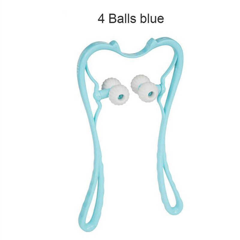 Druck Punkt Therapie Nacken Massage Werkzeug Druck entlasten Hand Rolle Massage Nacken Schulter Dual Abzug Punkt selbst Massagegerät: Blau 4 Bälle
