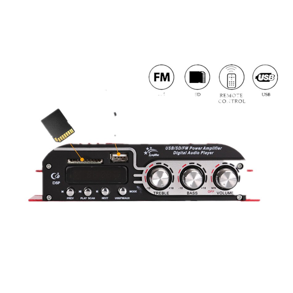 MA-500 Car Amplifier Low Power HIFI High-power Four-channel IC Support FM Radio