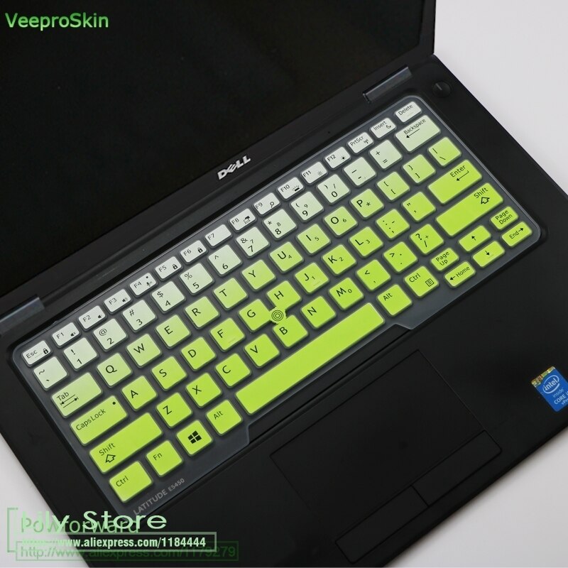 For Dell Latitude 7490 3340 E3340 E5450 E5470 E7450 14 inch Laptop Notgebook Keyboard Cover Protector Skin: fdegreen