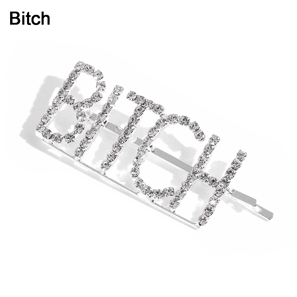 1pc bogstaver rhinestone krystal hårnåle hårspænder hårspænder hårspænde greb nål hårspænde ornament hårtilbehør: Tæve