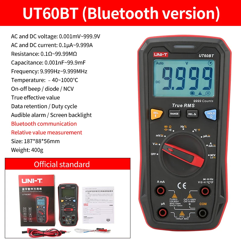 UNI-T Multímetro Profissional UT890C UT890D + UT89X UT89XD UT89XE UT60S UT60BT UT61B + UT61D + UT61E Plus Multímetro Elétrico: Branco