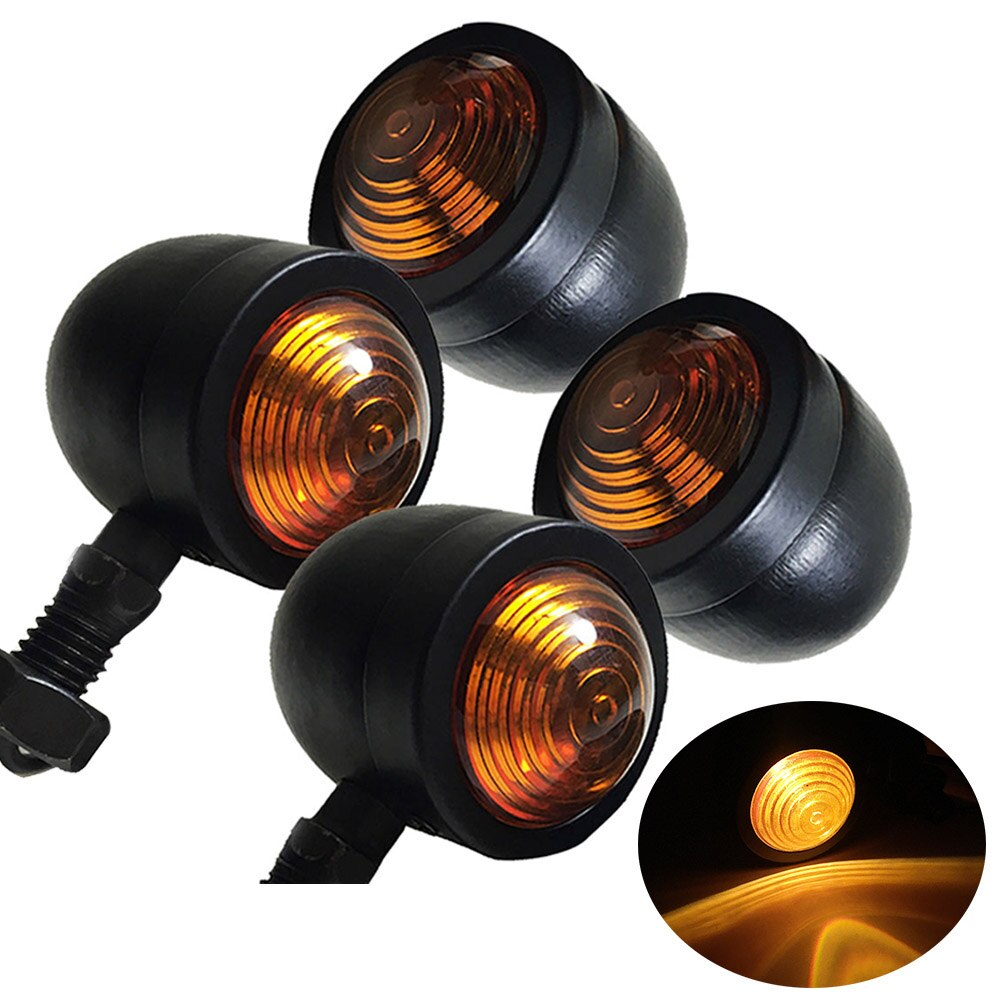 4x Universal Motorcycle Bullet Richtingaanwijzer Lamp Amber Motorbike Blinker Light Moto Voor Harley Cafe Racer: Black