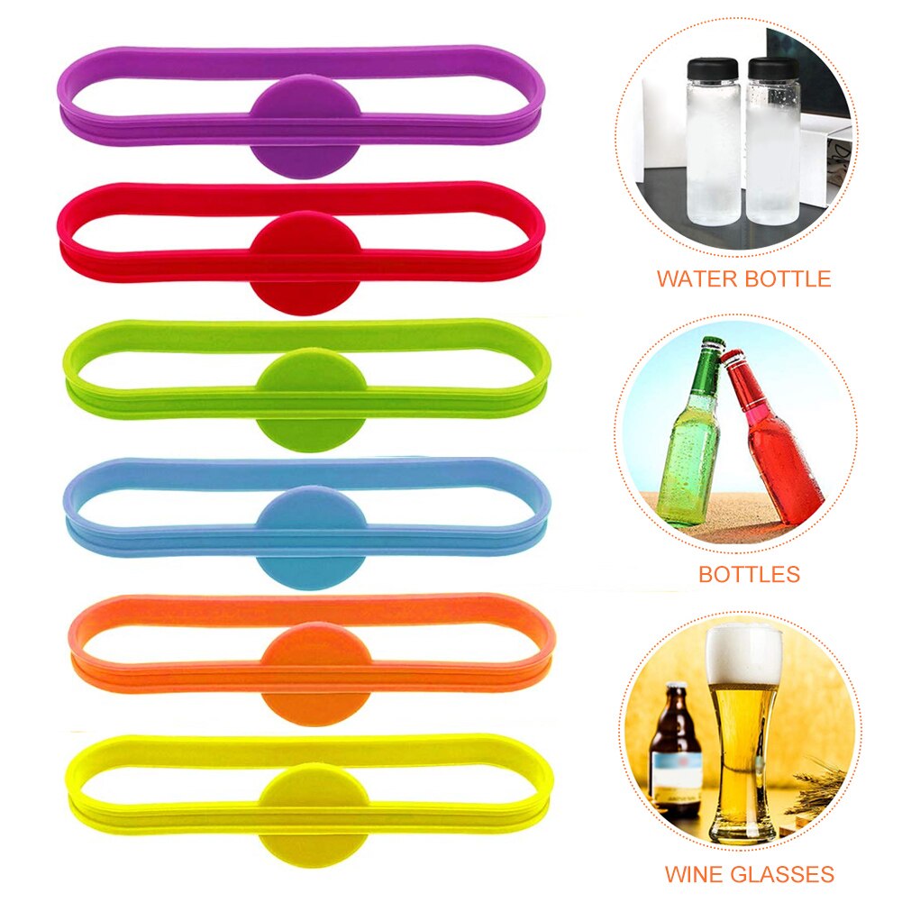 24 stücke Silikon Becher Etiketten Zubehör Party Hause Streifen Schild Küche Cocktails Gäste Bar Glas Flasche Trinken Marker Wein Tasse