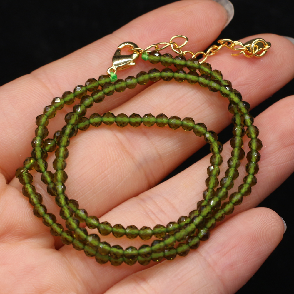 Collar de espinela natural para hombres y mujeres, collar de cuentas de piedra pequeñas de 3mm, accesorios de joyería, el mejor , longitud 38 + 5cm,: Color acero