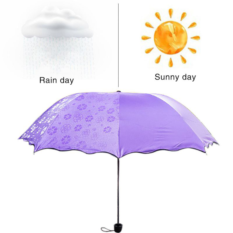Señora nueva, sombrilla de princesa mágica, cúpula de flores, sombrilla plegable para el sol/La lluvia, paraguas transparente para mujeres, paraguas de latón, nudillos para mujeres