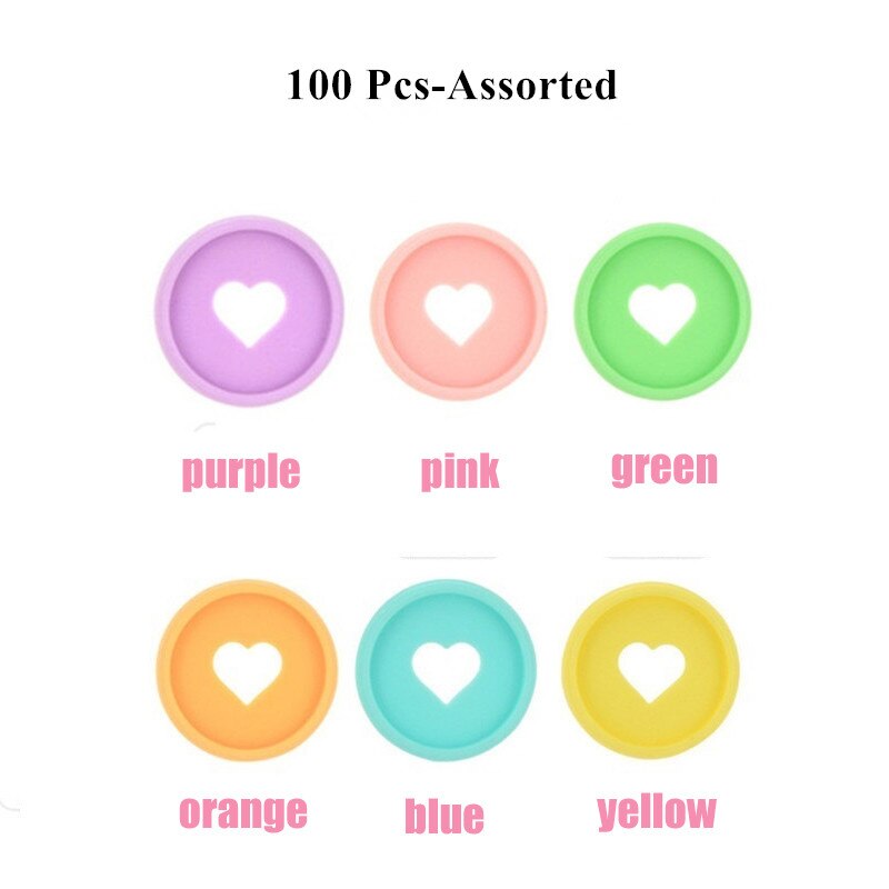 100 Pcs Loose Leaf Binder for Notebooks 28mm Solid Heart Binding Rings for Scrapbooking Diy Planner Discs: 100 Pcs-Assorted