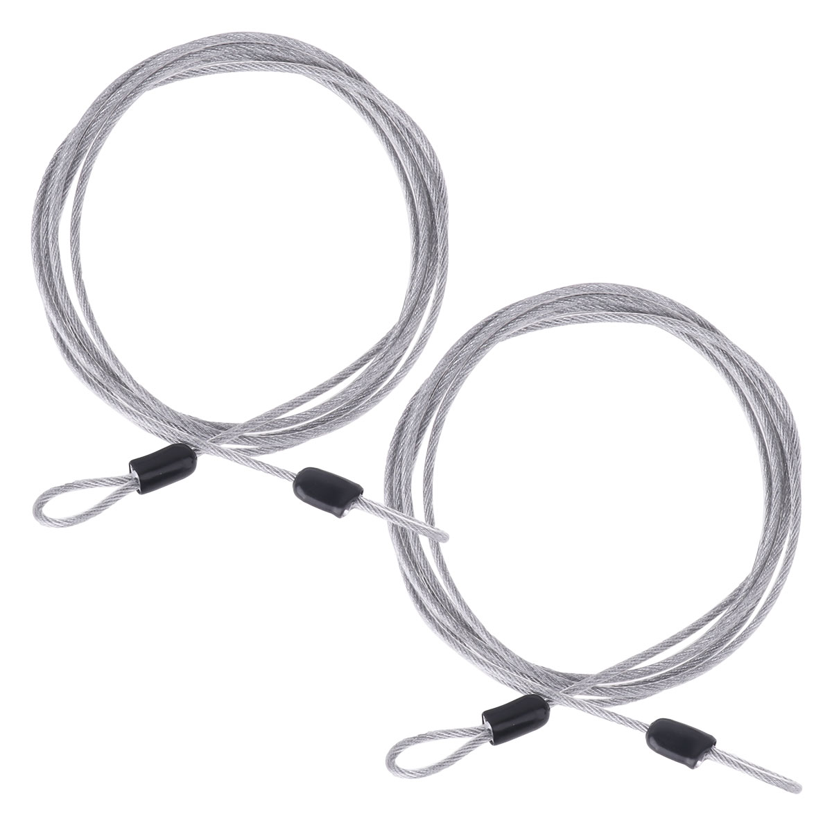 2pcs Bicycles Safety Cable Lock PVC Braided Steel Coated Double Loop Lightweight Security Cable Lock Bike Tolls Safety Wire: Silver