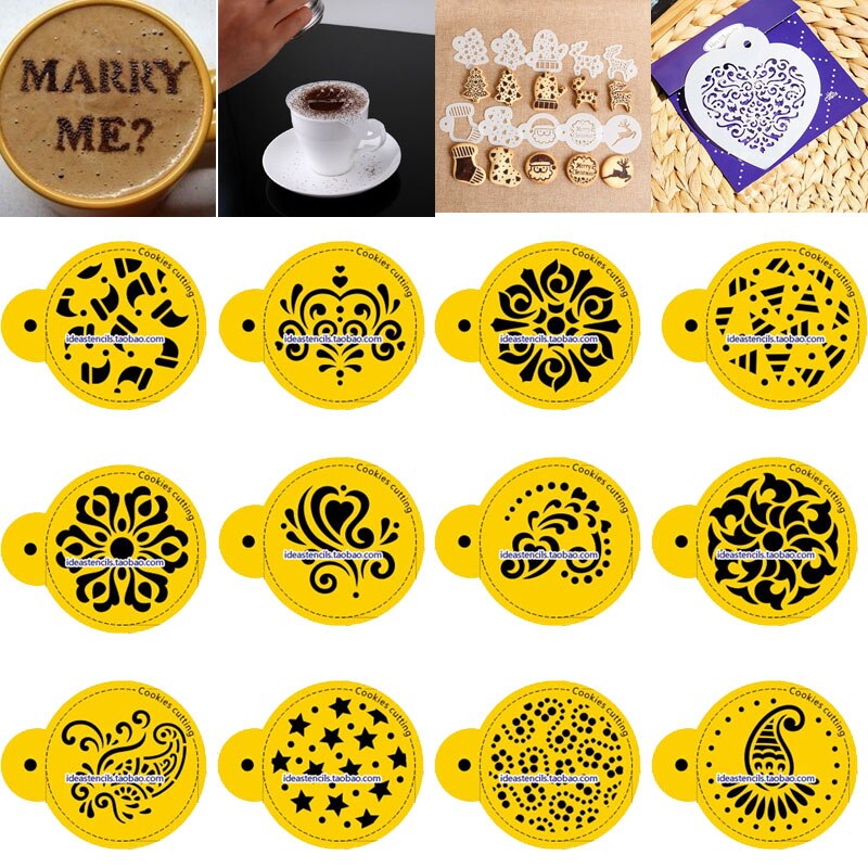 Bloem Patroon Fondant Cake Stencils Biscuit Mold Koffie Barista Template Sandwich Cookie Koken Gereedschap Reposteria Patisserie